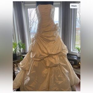 Manuel Mota Ivory Rouched Strapless Gown